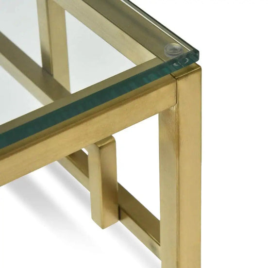 Ambrose Glass Top Side Table - Gold Base