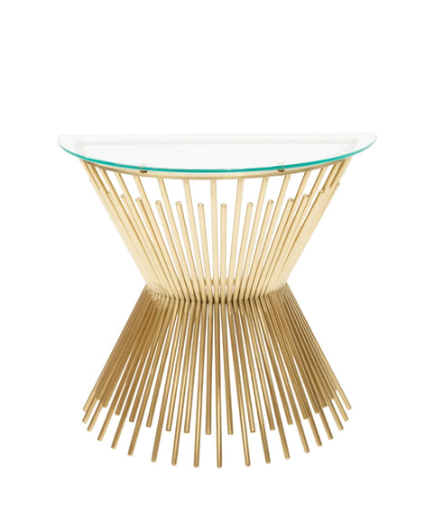 Starburst Glass and Gold Half-moon Console Table