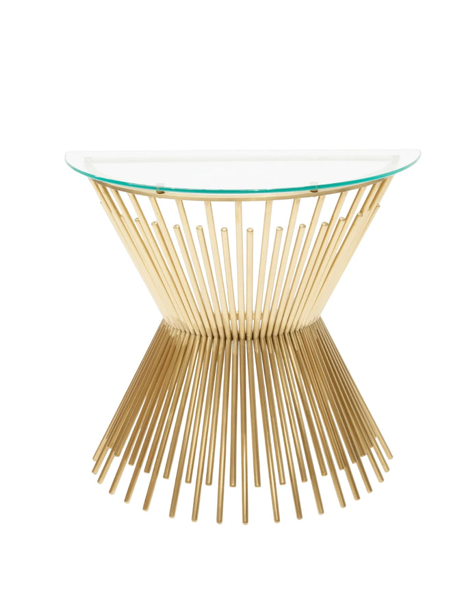 Starburst Glass and Gold Half-moon Console Table