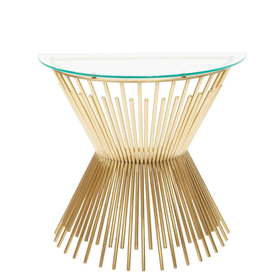 Starburst Glass and Gold Half-moon Console Table